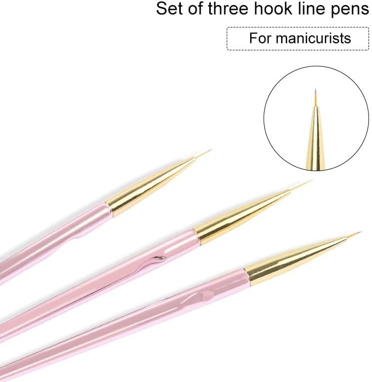 SXDS Profesyonel Tırnak Sanat Çekme Kalem Manikür Fırçalar 3 Adet Çizim Çiçek Tasarım Yuvarlak Kafa Kalem Salon Araçları