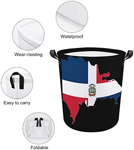 Dominik Cumhuriyeti Harita Bayrağı çamaşır sepeti Katlanabilir çamaşır Sepeti Çamaşır Kutusu giysi saklama Çantası