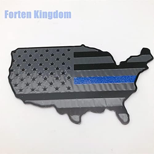 Forten Krallık 2 ADET Siyah Gri Mavi Amerikan ABD Haritası Bayrağı Logosu Araba Kamyon Çamurluk Kapı Yan Sol ve Sağ