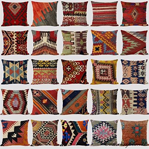 EYHLKM Bohemian Desenler Keten Yastıkları Durumda Multicolors Soyut Etnik Geometri Baskı Yastıklar Kanepe Yastık (Renk