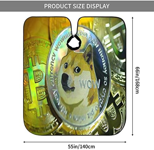 55x66 İnç Polyester Saç Kesme Pelerin Dogecoin-Shiba-Inu-Bitcoin Salon Kuaför Pelerin Ayarlanabilir Yapış Kapatma