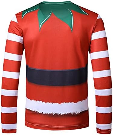 XXBR Noel T-Shirt Mens için, 3D Komik Noel Noel Baba Baskı Beyefendi Kravat parti giysileri Rahat Crewneck Tee Tops