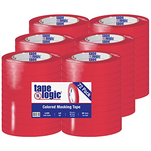 Tape Logic ® Renkli Maskeleme Bandı, 4,9 Mil, 1/2 x 60 yds, Kırmızı, 72/Kılıf İndirimli Kargo ABD