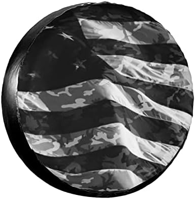 Yedek lastik kılıfı 15 İnç Camo Amerikan Bayrağı Baskı Su Geçirmez Evrensel JANT kapağı Toz Geçirmez Lastik Tekerlek