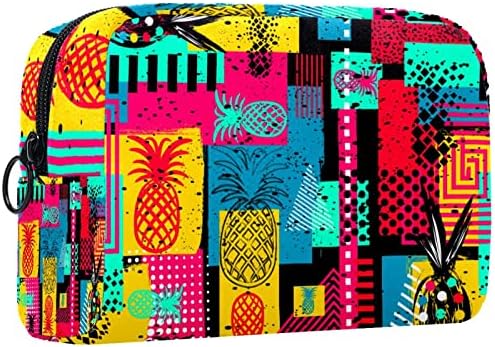 TBOUOBT Makyaj Çantası Seyahat kozmetik çantası Kılıfı Çanta fermuarlı çanta, Modern Geometrik Soyut Sanat Ananas