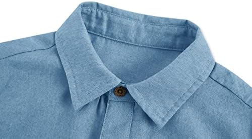 Yürüyor Boys Çocuk Kısa Kollu Düğme Aşağı Gömlek Chambray Yaz Hafif Denim Batı Bluz Tops