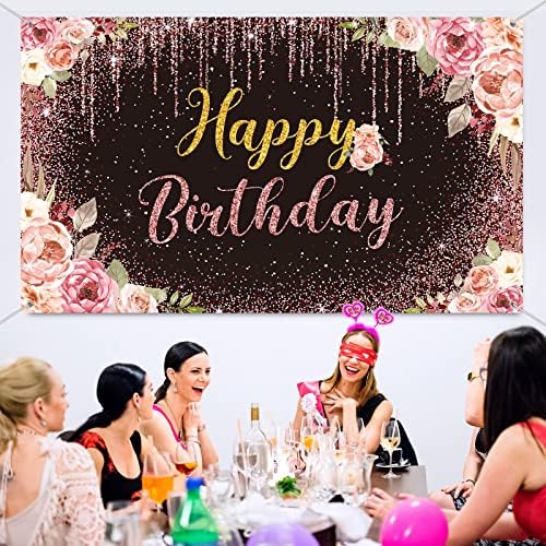 Mutlu Doğum Günü Zemin Süslemeleri Kadınlar için Arka Plan Parti Malzemeleri Gül Zemin Fotoğraf Kız Erkek Çiçek Parlayan