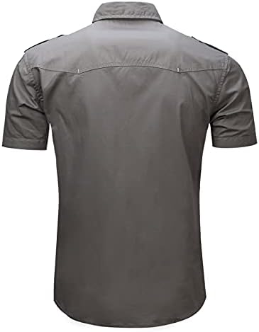Erkek Taktik Kargo Gömlek Denim İş Gömlek Askeri Casual Slim Fit Kısa Kollu Düğme Aşağı Bluz Gömlek Tops