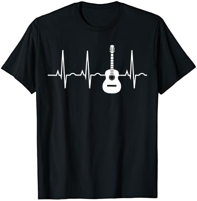 Akustik Gitar Kalp Atışı Gömlek-Gitar Müzisyen T-Shirt T-Shirt