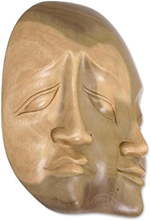 NOVİCA Dekoratif Modern Ebegümeci Ahşap Maske, Kahverengi, İki boyutlu'