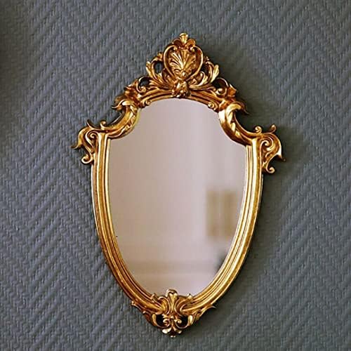 Nerien Reçine Vintage makyaj aynası Dekoratif Masa Dikdörtgen Ayna Altın Ayakta Masaüstü Kozmetik Ayna Hizmetçi Kız