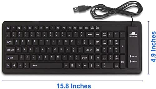 sungwoo Katlanabilir Silikon Klavye USB Kablolu Su Geçirmez Toplama Klavye PC Dizüstü Laptop için (Tüm Siyah)