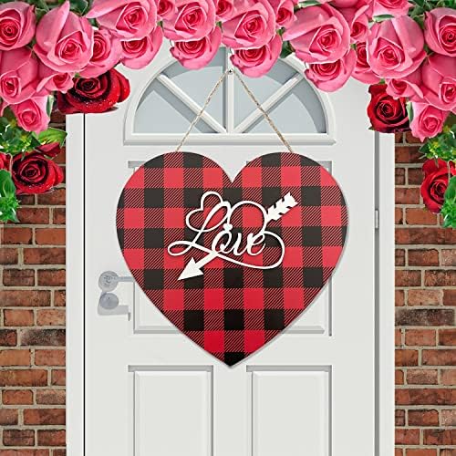 Sevgililer Günü Kalp Ahşap Duvar Dekorasyonu, Kalp Şekli Duvar Plak Kapı İşareti Ahşap Dekor, Sevgililer Asılı İşareti