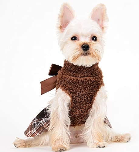 Kış Köpek Elbise, Küçük Köpekler için Polar Köpek Kazak, Chihuahua Yorkie için Sevimli Sıcak Pembe Ekose Köpek Elbiseler