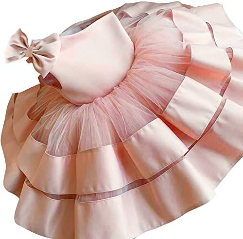 Çiçek Kız Elbise Düğün için Katmanlar saten kurdele Çocuklar Prenses Elbise Yay Omuz İlk Communion Elbise