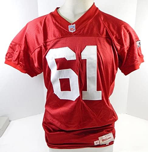 1995 San Francisco 49ers Jesse Sapolu 61 Oyunu Yayınlandı Kırmızı Forma 52 DP26896 - İmzasız NFL Oyunu Kullanılmış