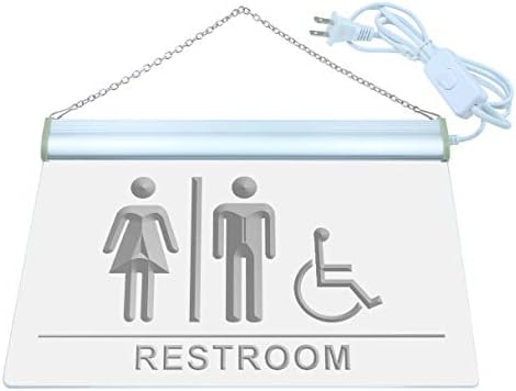 ADVPRO Unisex Tuvalet Engelli Erişilebilir Tuvalet Tuvalet LED Neon Burcu Beyaz 24x16 İnç st4s64-ı1032-w