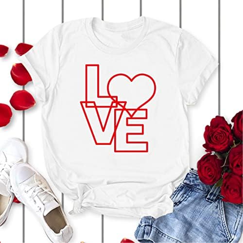 Sevgililer Günü T Shirt Erkekler Kadınlar için Kısa Kollu Casual Tops Aşk Baskı Ekip Boyun Bluz Hediye Çift Severler