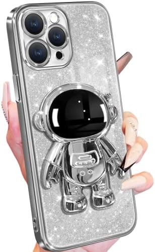 IPHONE 11 Pro Max için Buleens Mavi Kılıf Astronot, Parlak Kağıt ve Spaceman Standı ile iPhone 11 PromaX için Şeffaf