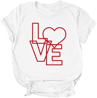 Sevgililer Günü T Shirt Erkekler Kadınlar için Kısa Kollu Casual Tops Aşk Baskı Ekip Boyun Bluz Hediye Çift Severler