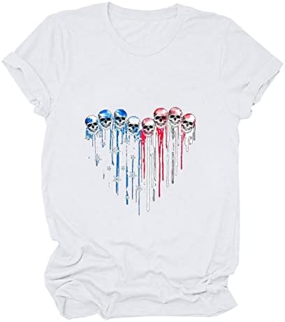 ABD Bayrağı Gömlek Kadınlar için Rahat Kısa Kollu Amerikan Gurur T-Shirt Bağımsızlık Günü 4th Temmuz Hediye Tee