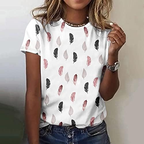 Ekip Boyun Bluz Tshirt Kadınlar için Sonbahar yaz giysileri Kısa Kollu Pamuklu Grafik Üst BH BH