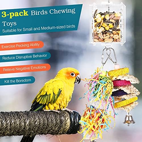Lewondr Papağan Kuş Oyuncakları Besleyici Çiğneme Oyuncağı, Yaratıcı Papağan Parçalayıcı Eğlenceli Oyuncak, Asılı