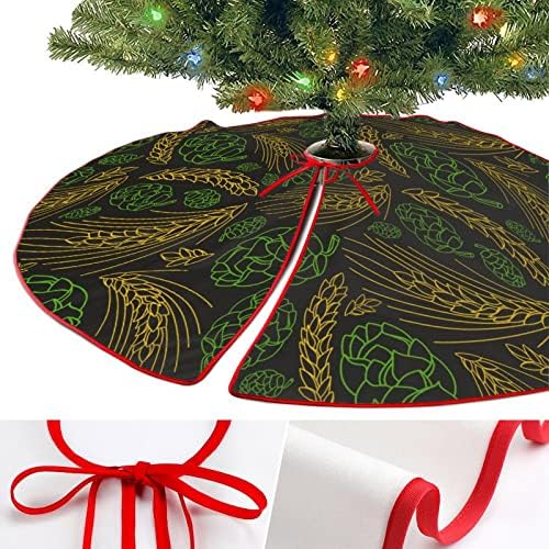 Malt ve Koni Hop Desen Noel Ağacı Etek Yumuşak Peluş Kırmızı Kaplı Noel Partisi Şenlikli Süslemeleri Kapalı Açık