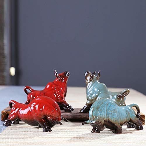 ZAMTAC 2 adet Çin Klasik İnek Seramik Hayvan Figürleri Ev Dekor Mor Kum Çay pet El Sanatları Odası Süslemeleri Doğum