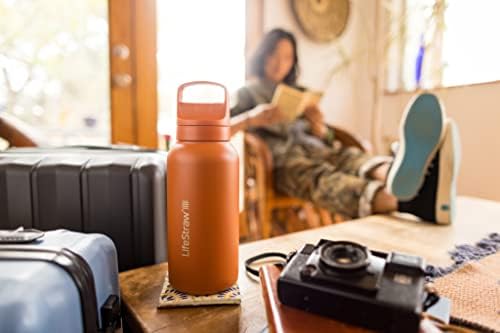 LifeStraw Go Serisi-Seyahat ve Günlük kullanım için Yalıtımlı Paslanmaz Çelik Su Filtresi Şişesi Bakterileri, parazitleri