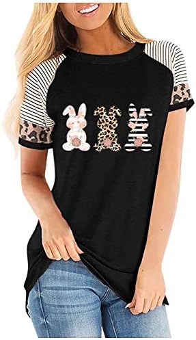 CGGMVCG Bayan Paskalya Gömlek grafikli tişört Kadınlar İçin Crewneck Tavşan Baskı Moda Casual Bluzlar Tops