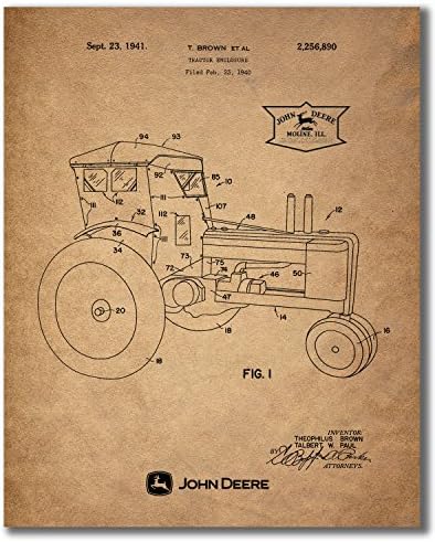 John Deere Patent Baskılar - Dört Set Vintage Traktör Pulluk Duvar sanat dekoru Fotoğrafları