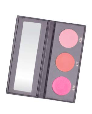 KAB Kozmetik-Allık Paleti-Kompakt Aynalı Üç Renkli, Preslenmiş Pudra Allık Paleti-Sıcaklık ve Kontur için Zulümsüz