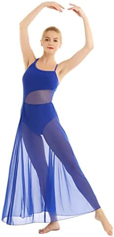 Sywıyı Bayan Lirik Asimetrik Örgü Bölünmüş Elbise Spagetti Kayışı Leotard Elbise Bale Dans Kostümleri