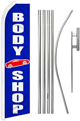 Body Shop Swooper Reklam Bayrağı ve Direk Kiti-Araba Oto Kaporta Atölyeleri, Mekanik, Tamir Atölyeleri için mükemmel