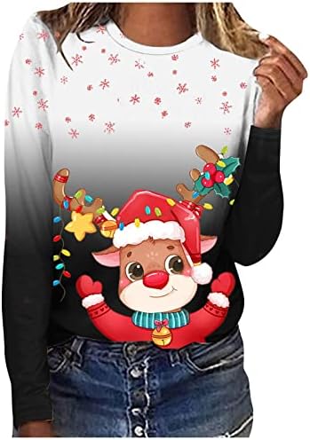 Bayan Büyük Boy Tişörtü Grinch Kazak, kadın Komik Gömlek Degrade Uzun Kollu Noel Kazak