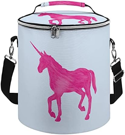 Pembe Unicorn At Çift Soğutucu Çanta Yalıtımlı Sızdırmaz Tote Taşınabilir Soğutma Öğle omuzdan askili çanta Piknik
