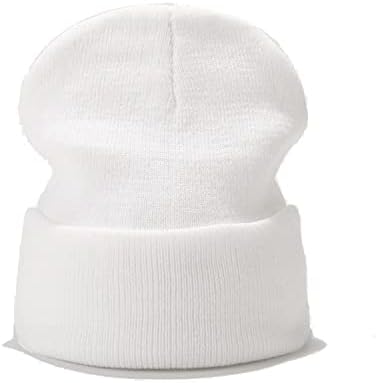 IHAUIUE Düz Renk Bere Şapka Örme Kaflı Kafatası Kap Çift Katmanlı Kış İzle Şapkalar Kadınlar, Erkekler için