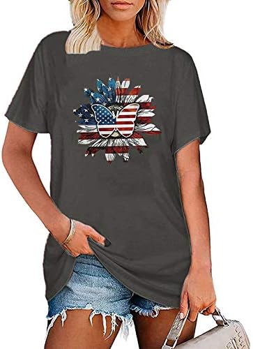 Bayan Amerikan Bayrağı Üstleri Temmuz 4th Kolsuz / Kısa Kollu Kravat Boya Baskı T-Shirt Rahat Bağımsızlık Günü Vatansever