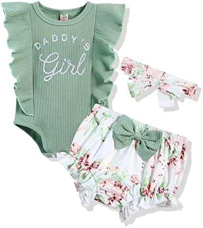 bilison Bebek Kız Giysileri Komik Mektup Romper Üst ve Çiçek Pantolon Kafa Bandı İle Yenidoğan Kız Yaz 3 Adet Kıyafet