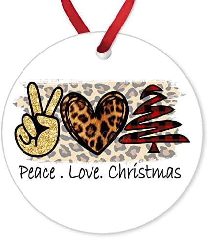 Alıntı ile yuvarlak Seramik Süs Barış Aşk Noel, 3 İnç Merry Christmas Noel noel dekoru, Porselen Hatıra Hatıra Yıldönümü