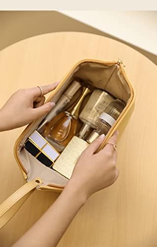 XLXLbb büyük kapasiteli seyahat Makyaj çantası,çift katmanlı kozmetik çantası PU deri makyaj çantası su geçirmez ıslak