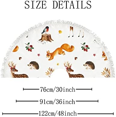 Vantaso 48 inç Büyük Ağacı Etek Noel Dekorasyon ile Püsküller, sevimli Woodland Orman Hayvanlar Noel Ağacı Mat için