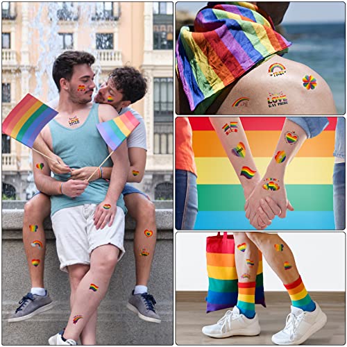 ADXCO 144 Adet Gökkuşağı Geçici Dövmeler Çıkartmalar 6 Yaprak Eşcinsel Gurur Günü Dövmeler Vücut LGBT Sticker 24 Stilleri