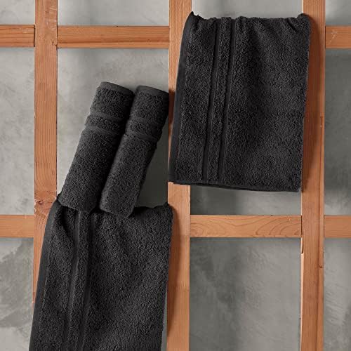 Hamam Keten Siyah el havluları 4 - Pack-16x29 Türk Pamuk Premium Kalite Yumuşak ve Emici Küçük Banyo Havluları