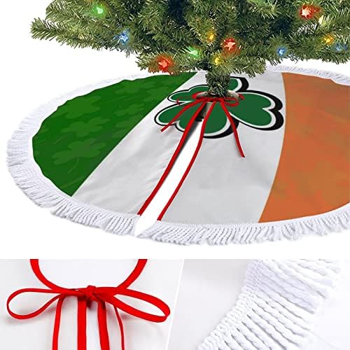İrlanda Bayrağı Yonca Desen Noel Ağacı Mat Etek Ağacı Taban Kapağı Püsküller ile Tatil Partisi için noel dekorasyonları