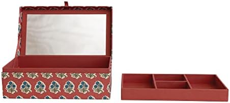 Yaratıcı Co-Op Kumaş Kaplı Çiçek desen ve iç Ayna, Çok renkli Mücevher kutusu, Çok