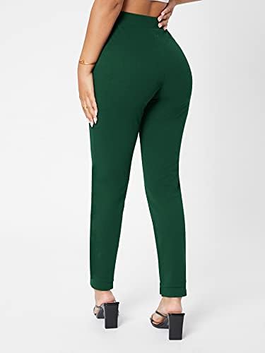 EZELO kadın pantolonları Eğimli Cep dar pantolon Kadın için (Renk: Koyu Yeşil, Boyut: Büyük)