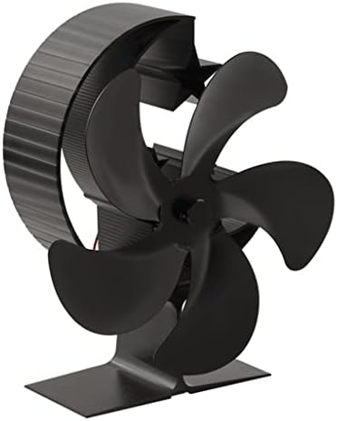 yok yıldız ay 5 bıçaklı sessiz şömine Fan termal güç fırın Log brülör yüksek verimli ısı (Renk : Siyah, Boyut: 210x175x120mm)