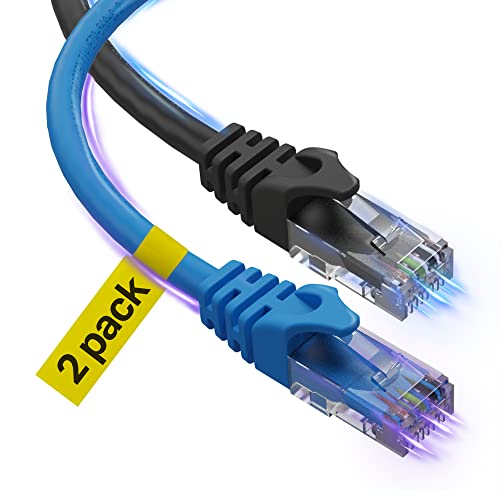 Cat6 Ethernet Kablosu, 10 ft (2'li Paket) LAN, UTP (3 Metre) Cat 6, RJ45, Ağ, Yama, İnternet Kablosu-10 fit